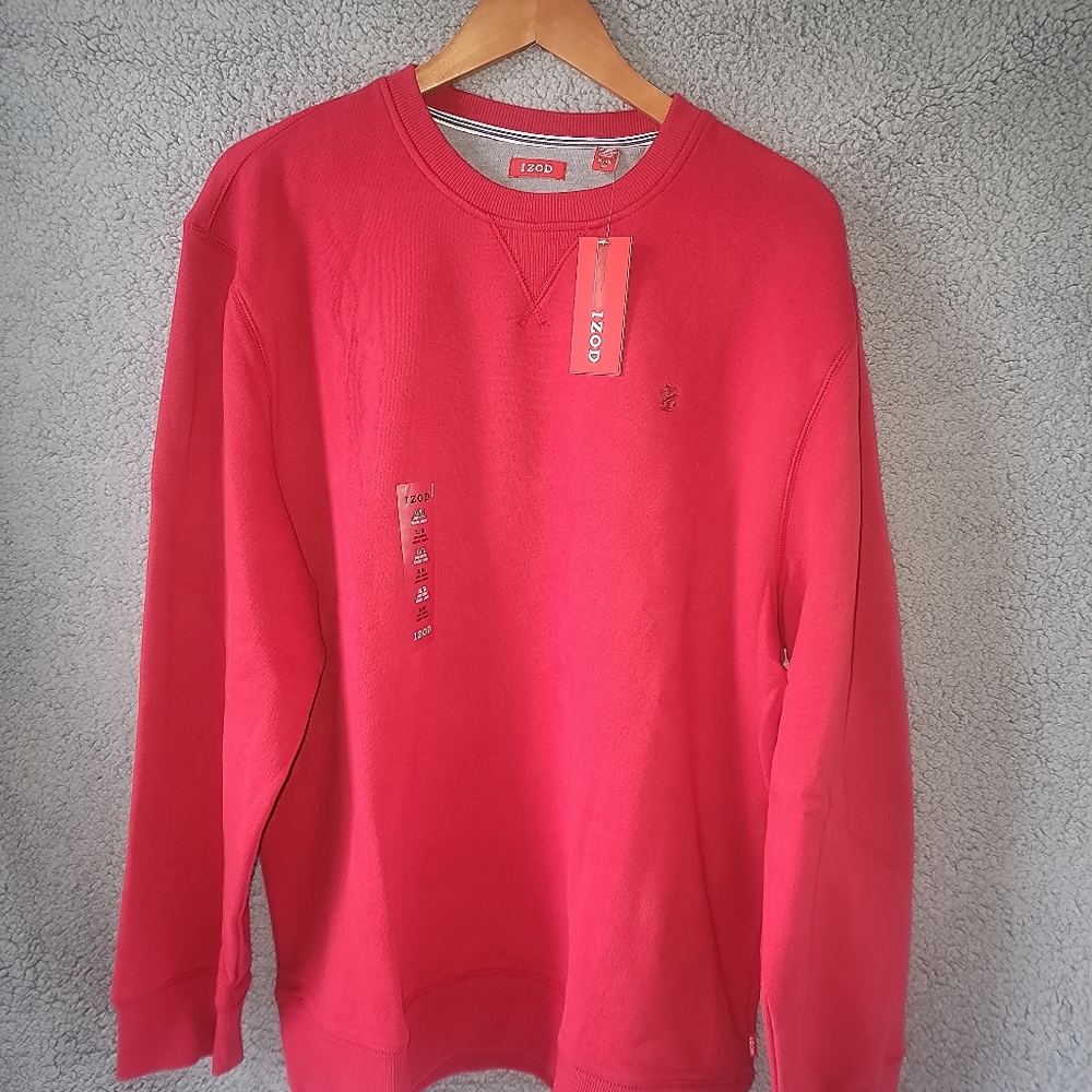 IZOD Mens XL Red Pullover Crewneck Sweater NWT